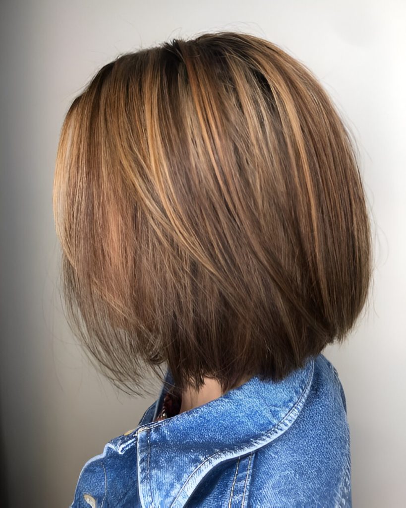 Brown Bob With Caramel Highlights