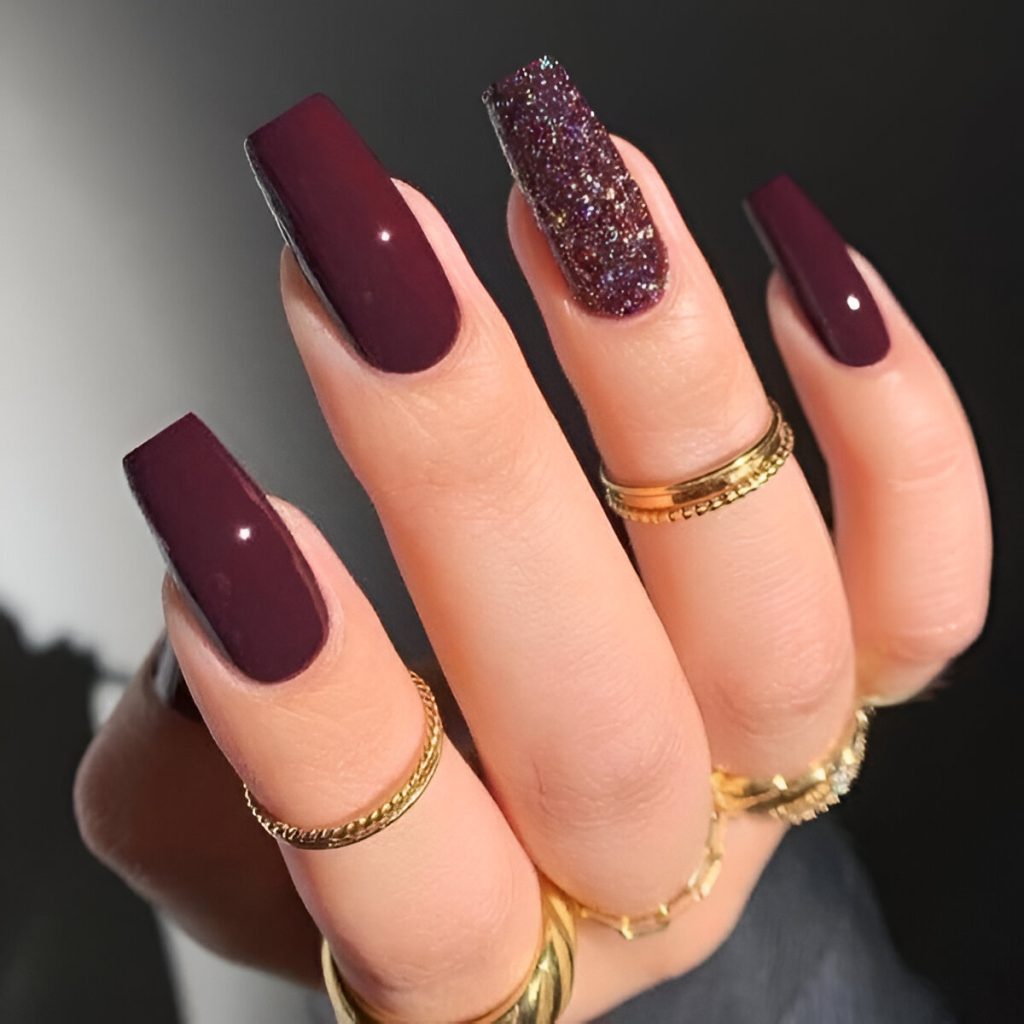 Burgundy Coffin Nails