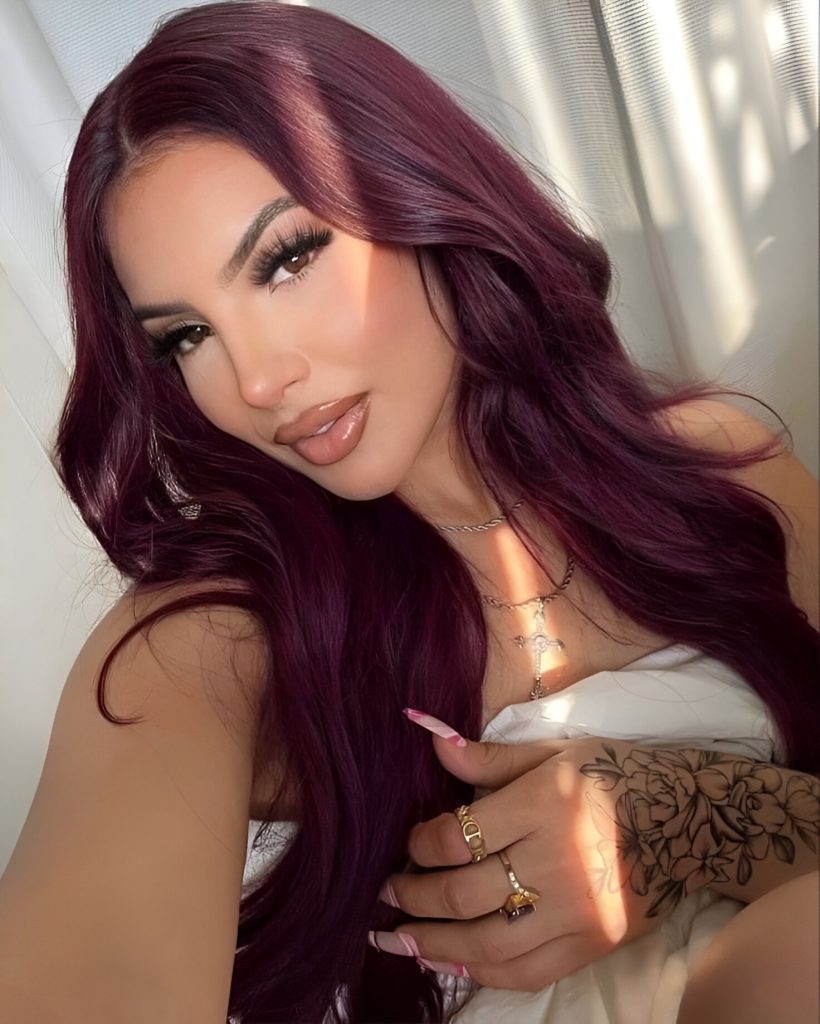 Burgundy Hair With Curtain Bangs