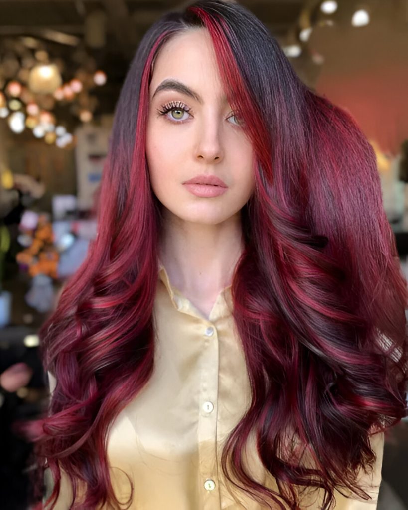 Burgundy Hair With Money Pieces