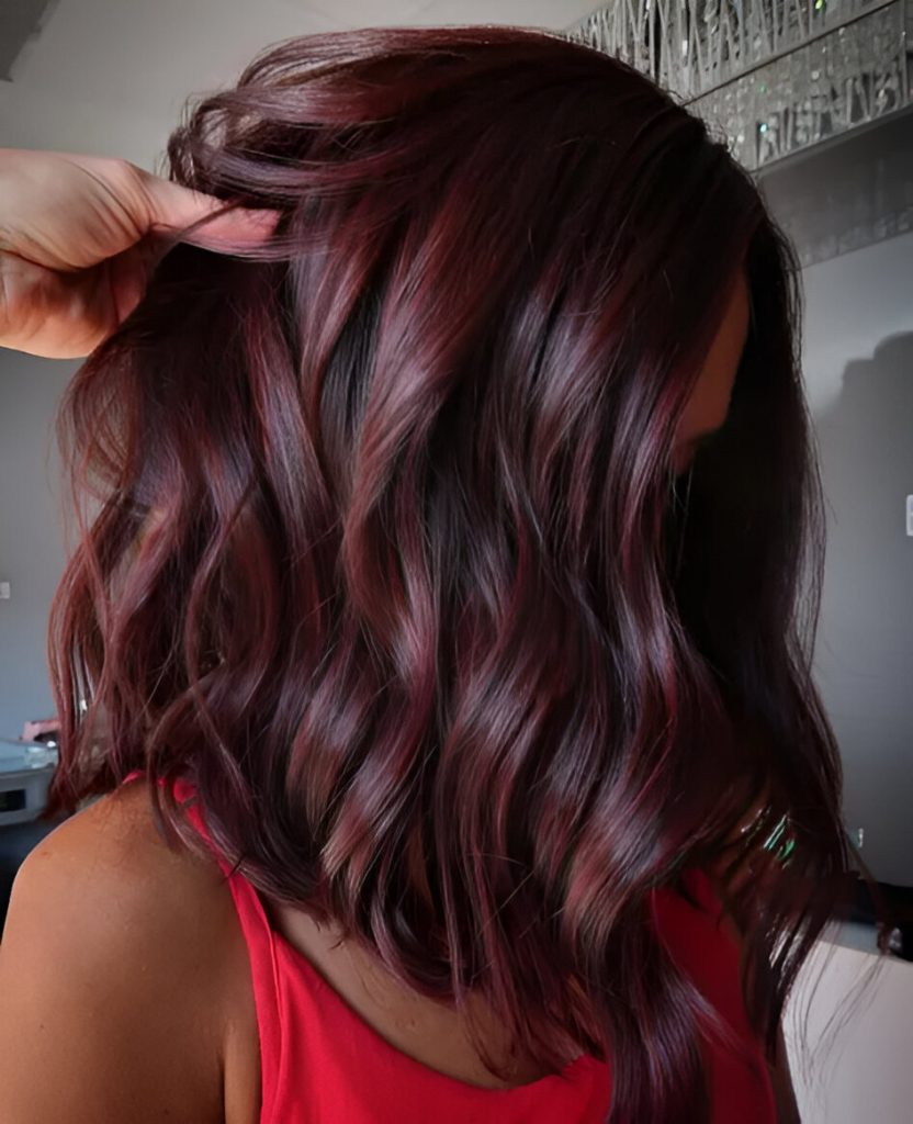 Burgundy Wavy Lob
