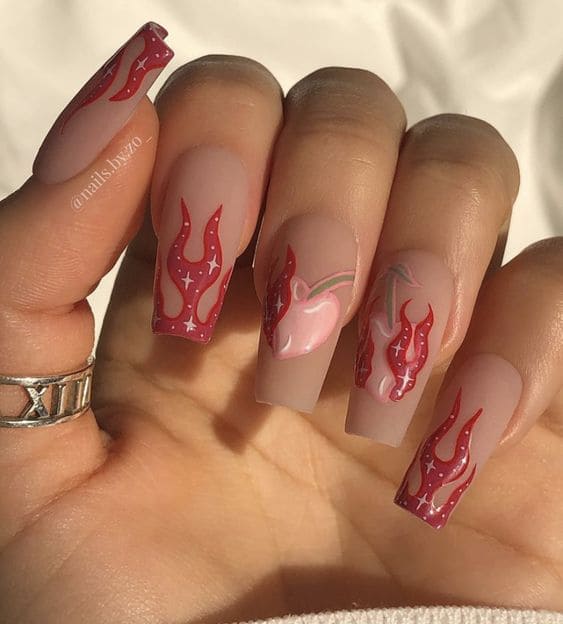 Burning Heart Nail Art