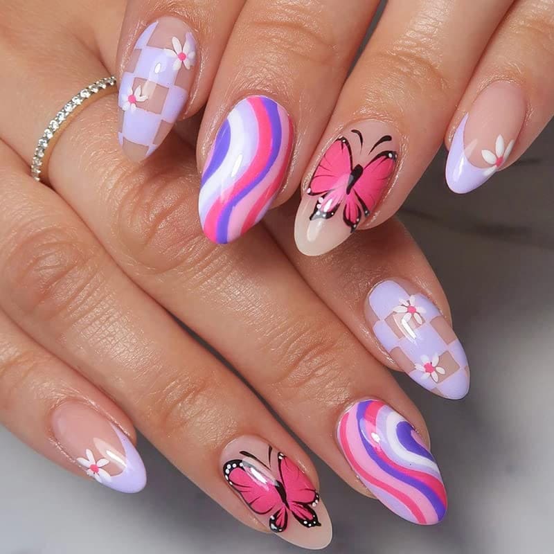 Butterfly Arts On Almond Shape