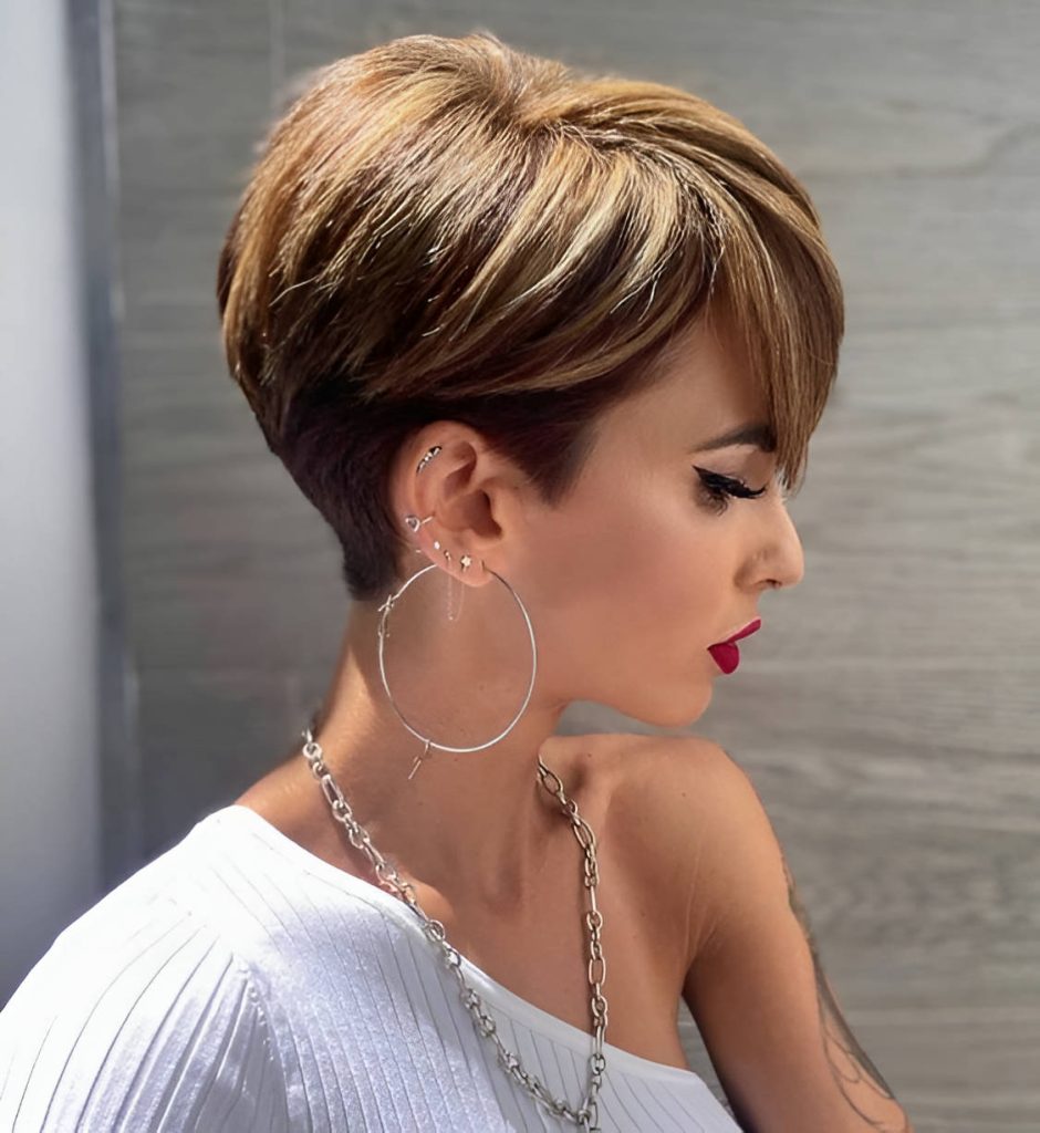 Caramel Brown Bixie Hairstyle