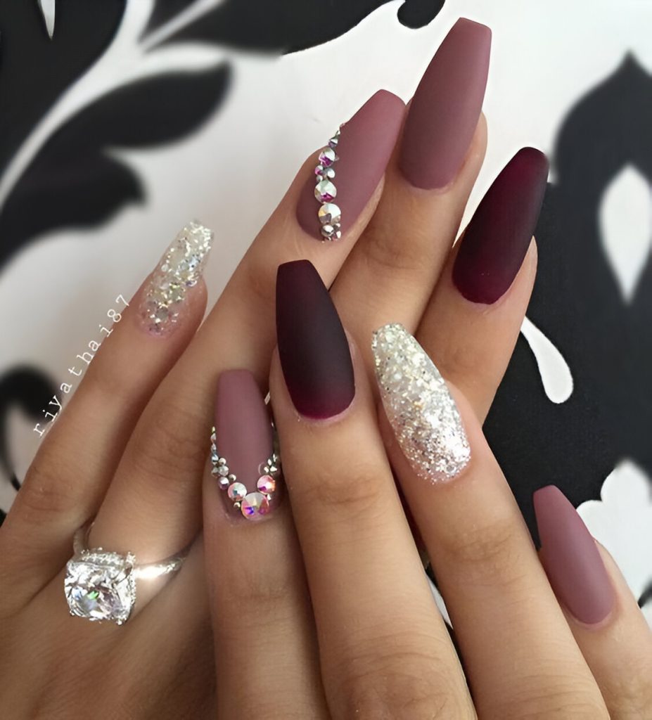Charming Matte Burgundy Nails