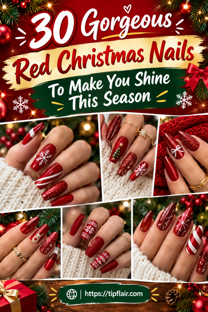 30 Gorgeous Red Christmas Nails To Make You Shine This Season