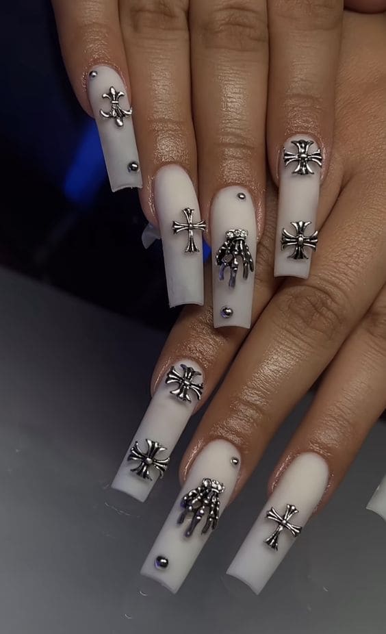 Chrome Heart Inspired Nails