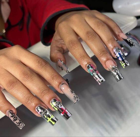 Chrome Heart Inspired Nails