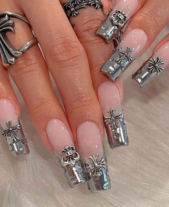 Chrome Heart Inspired Nails