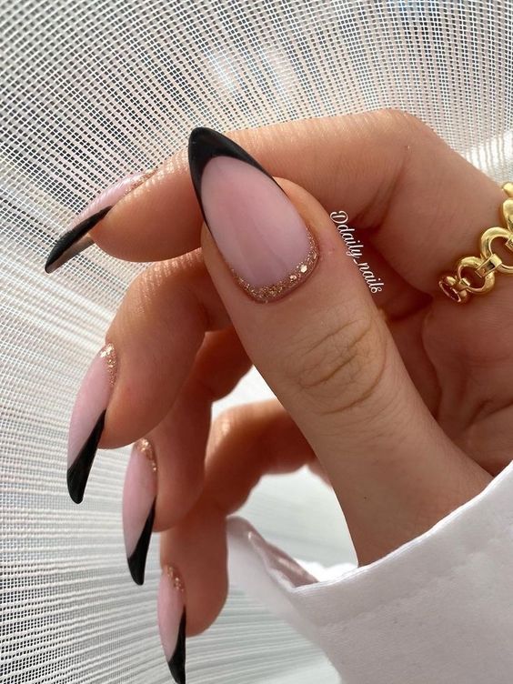 Classy Black French Manicure