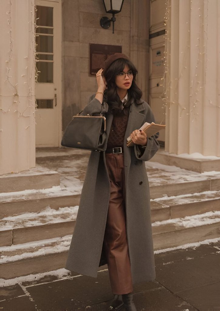 Classy Dark Academia Outfits With Long Trench Coat