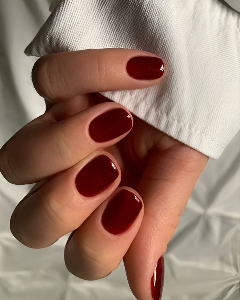 Classy Short Burgundy Nails