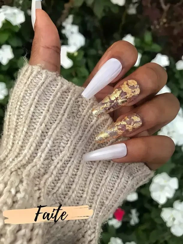 Clear Acrylic Nails With Gold