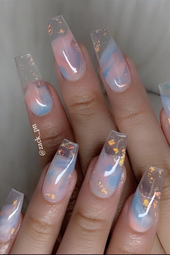 Clear Acrylic Nails With Gold