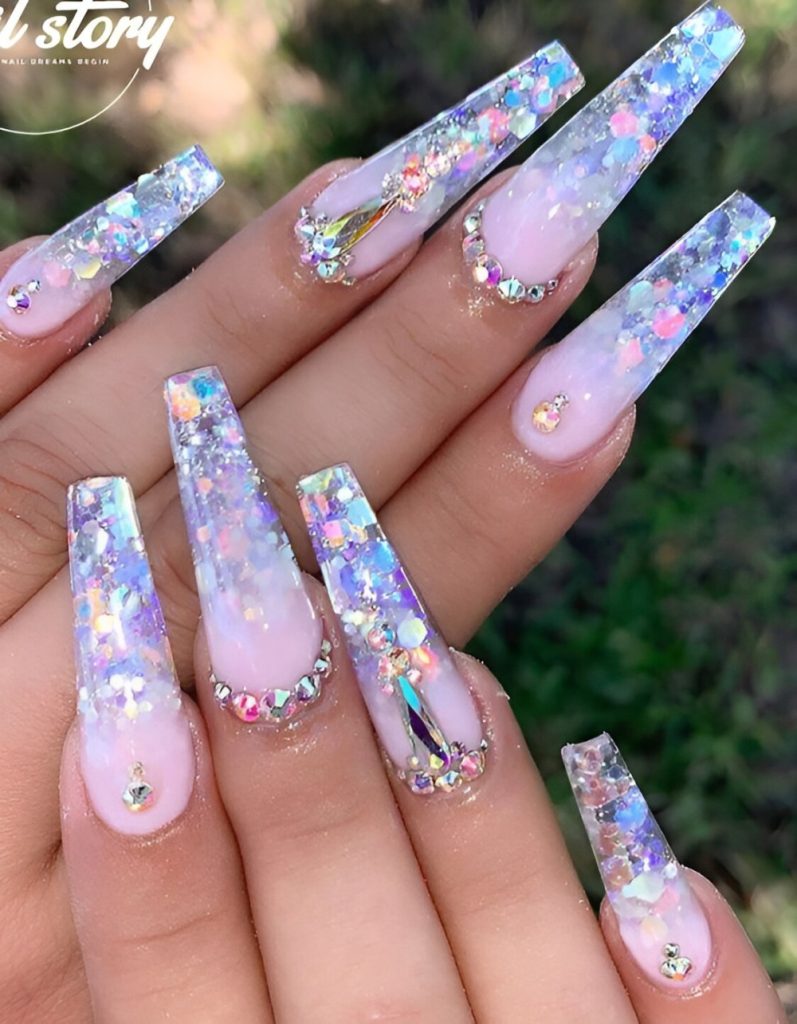 Clear Nails With Manicure Charms