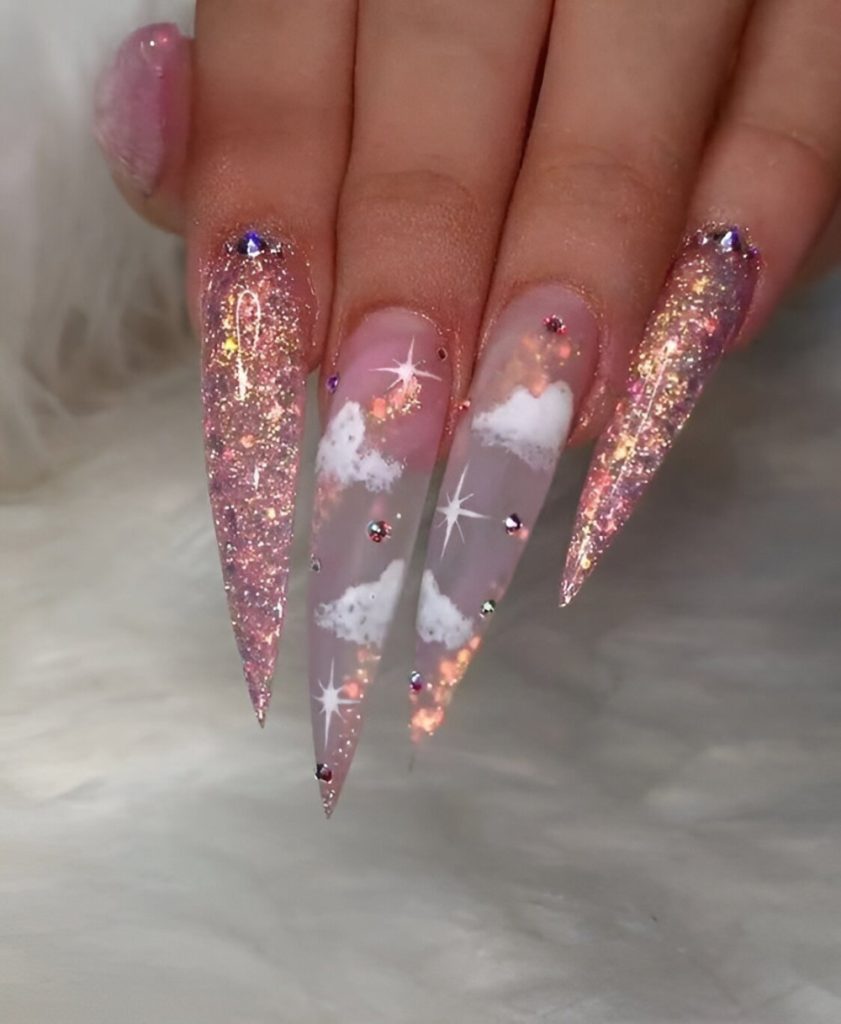 Clear Nails With Manicure Charms