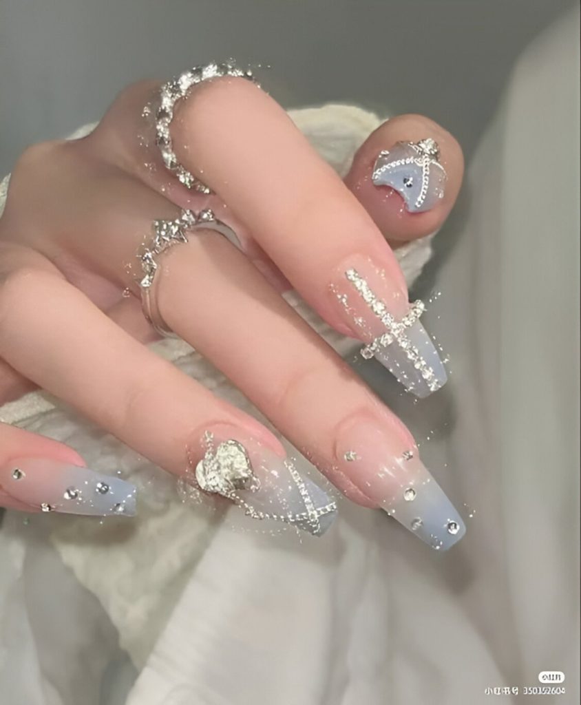 Clear Nails With Manicure Charms