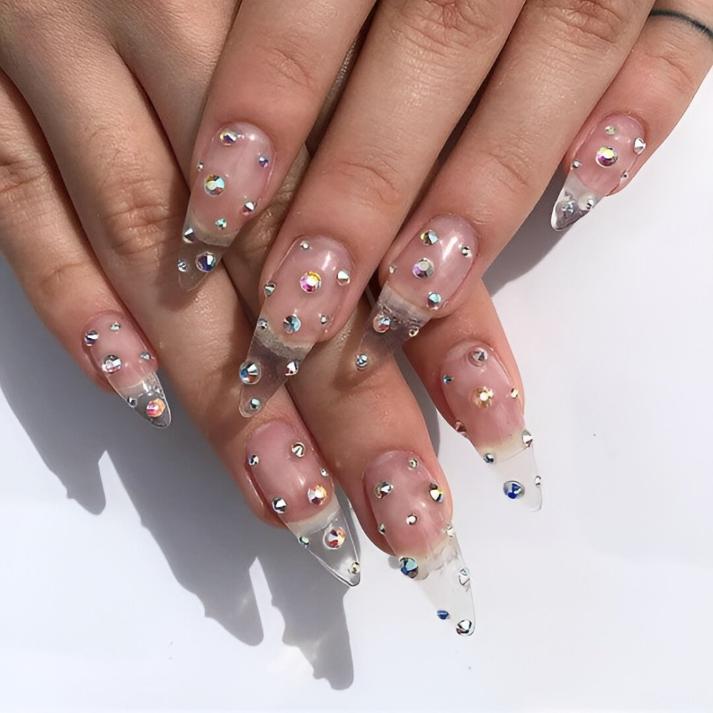 Clear Nails With Manicure Charms
