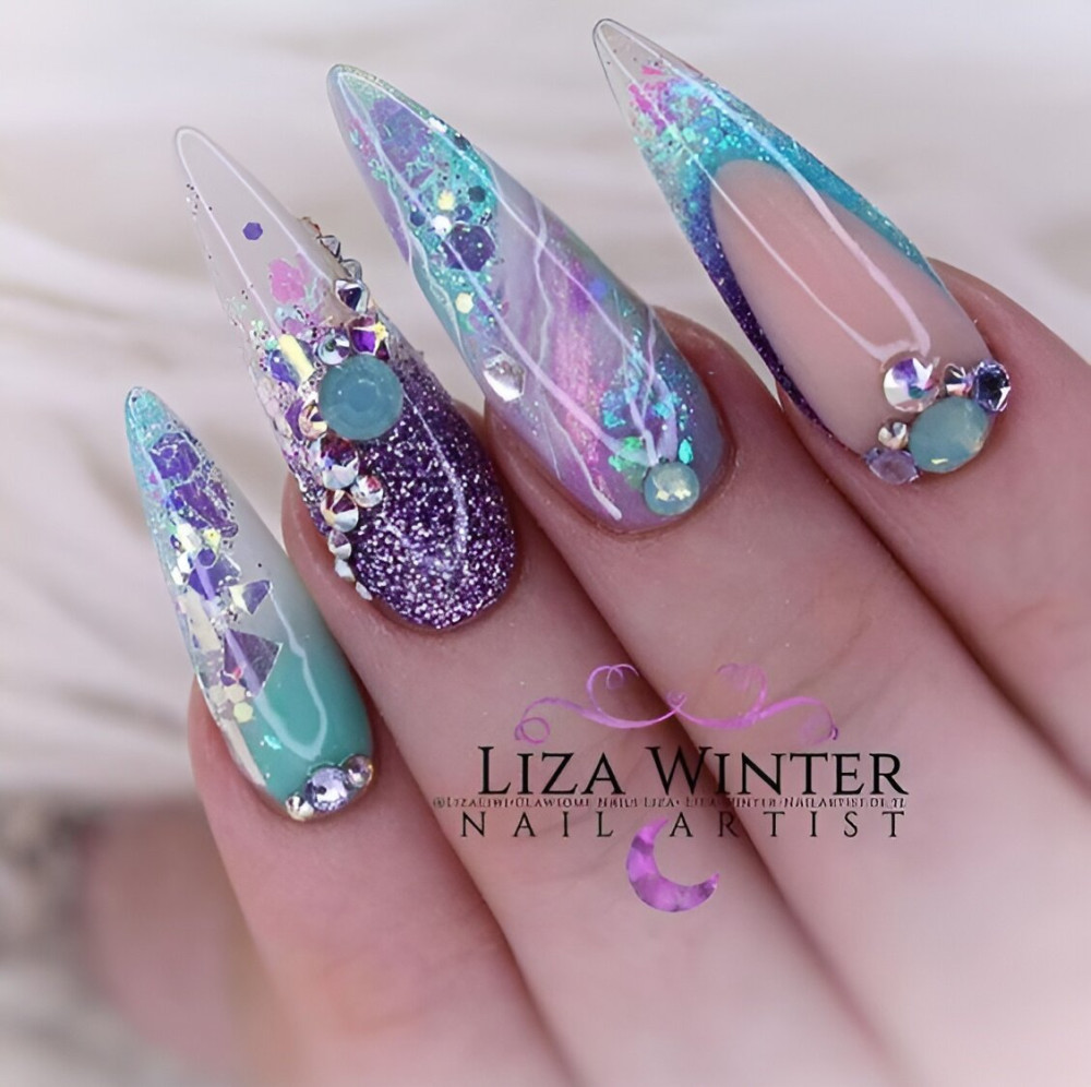 Clear Nails With Manicure Charms