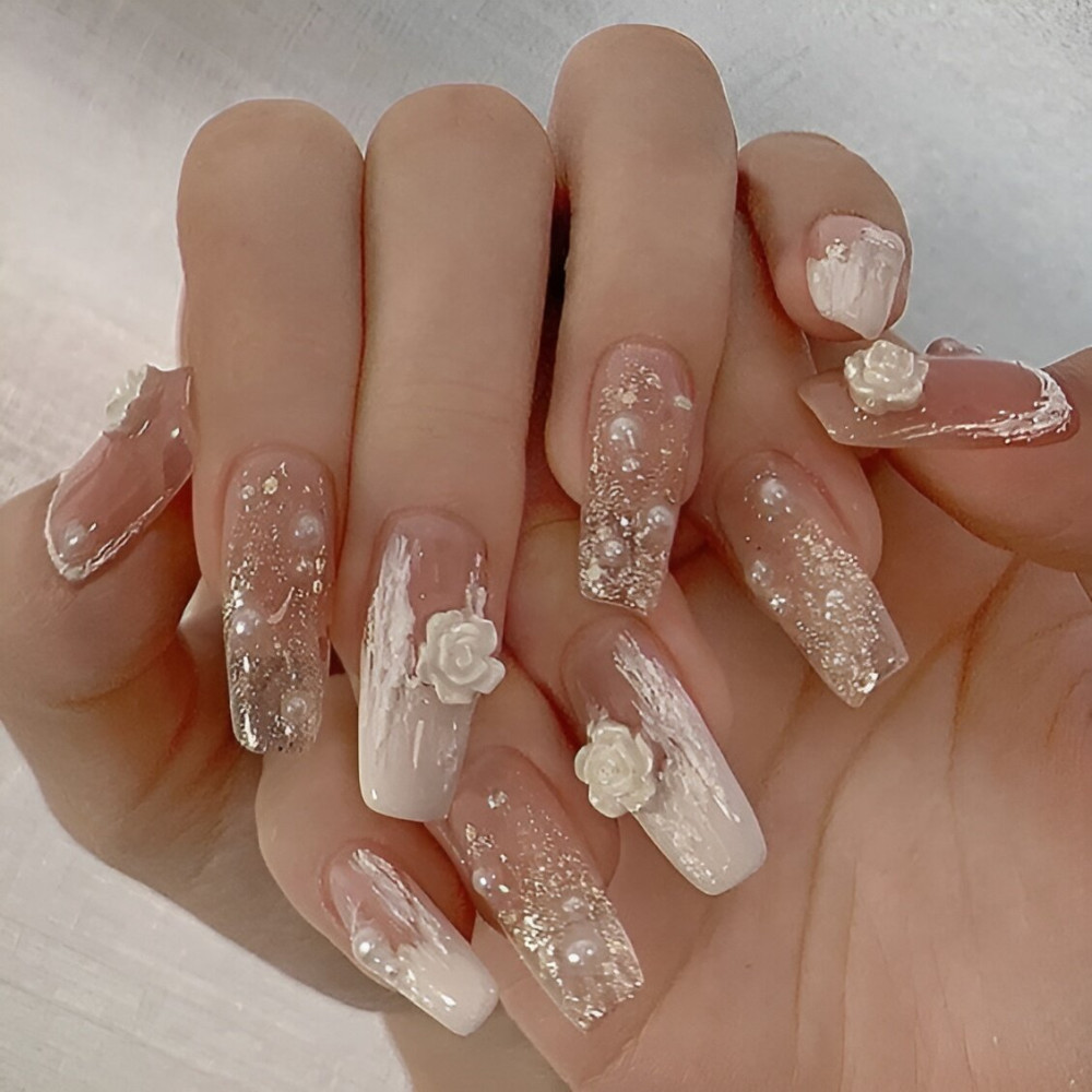 Clear Nails With Manicure Charms