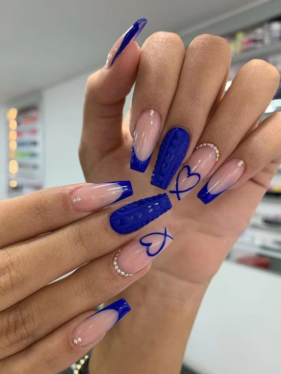 Coffin Blue Acrylic Nails