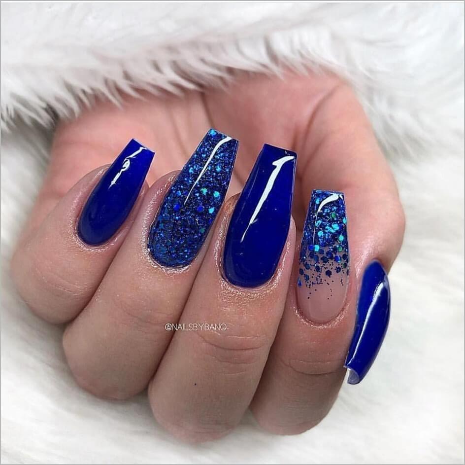 Coffin Royal Blue Nails