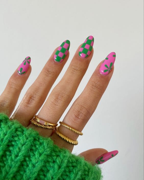 Cool Floral Funky Nails