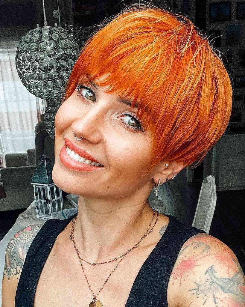 Copper Orange Pixie Cut