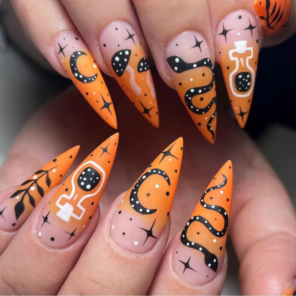  Cute Matte Orange Nail Design