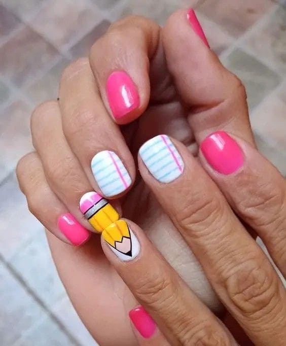 Cute School Supply Nail Art