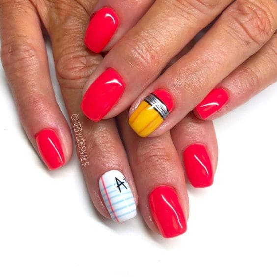 Cute School Supply Nail Art