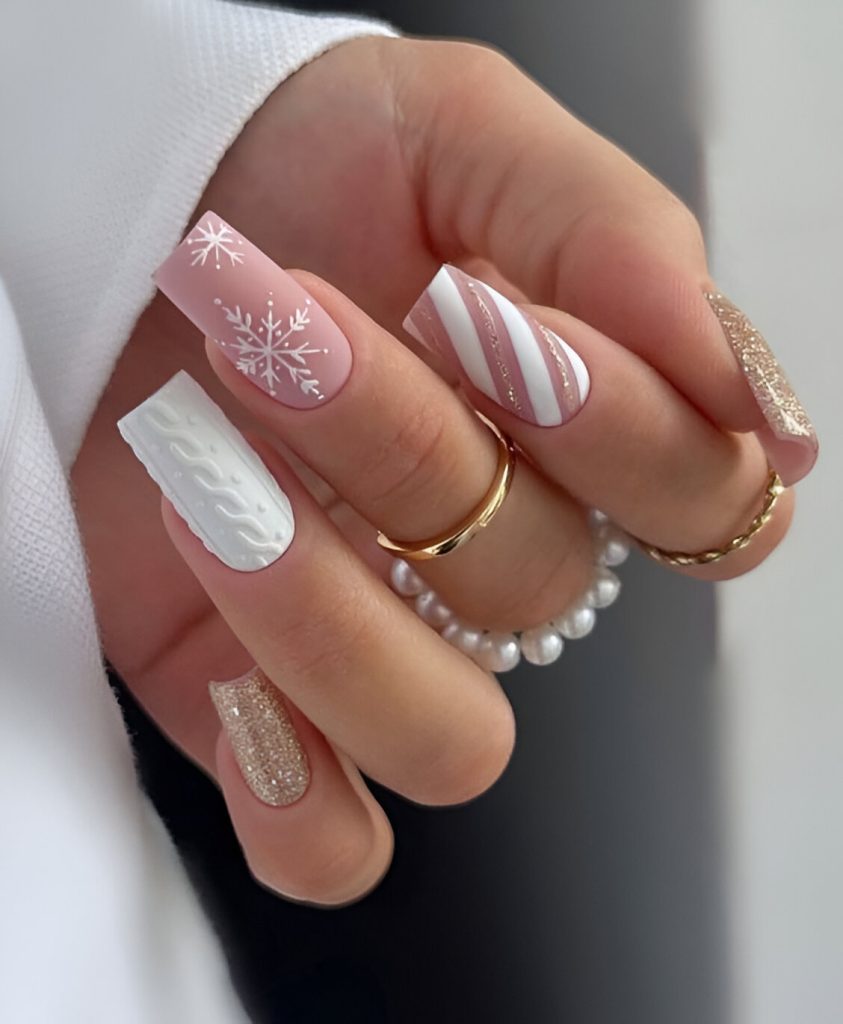  Cute White Christmas Nails