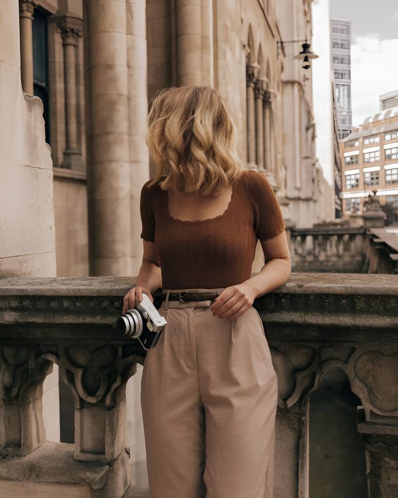 Dark Academia Fashion Fall Outfit With Short Sleeve Top