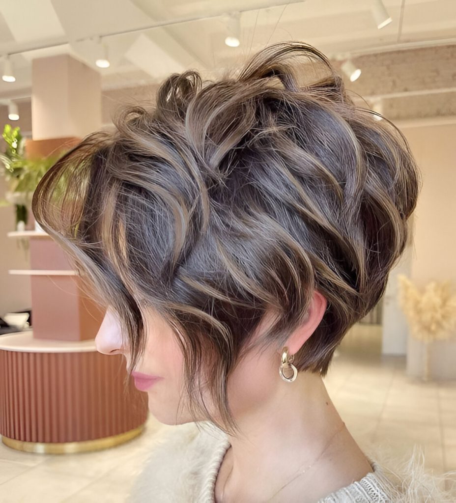 Dark Brunette Pixie Bob Haircut