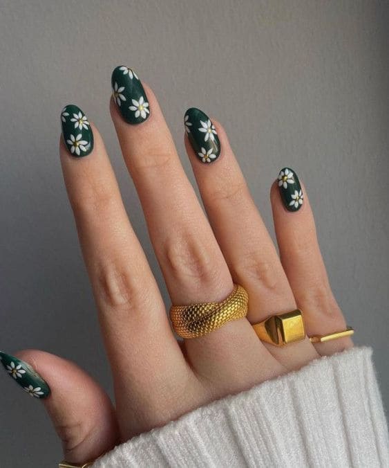 Dark Floral Nail Art