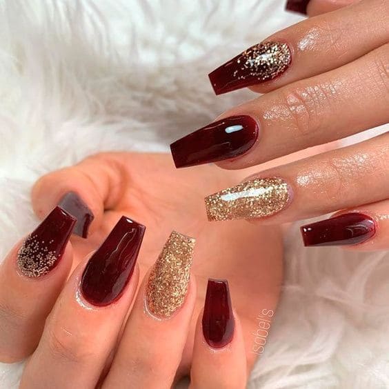 Deep Burgundy On Nails