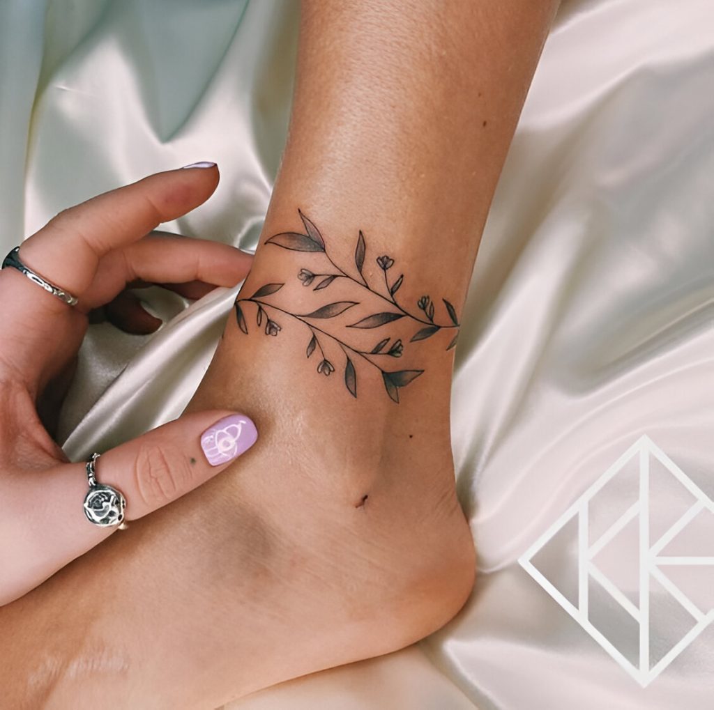 Elegant Vine Ankle Tattoos