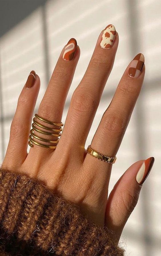 Fall Dark Orange Nails