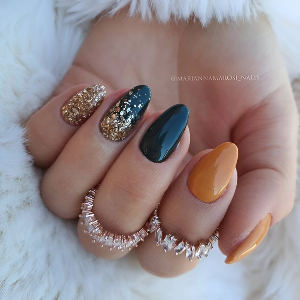 Fall Glitter Vampy Nails
