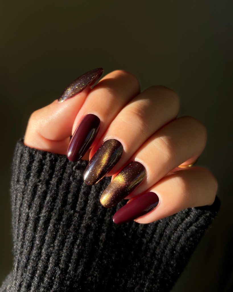 Fall Glitter Vampy Nails