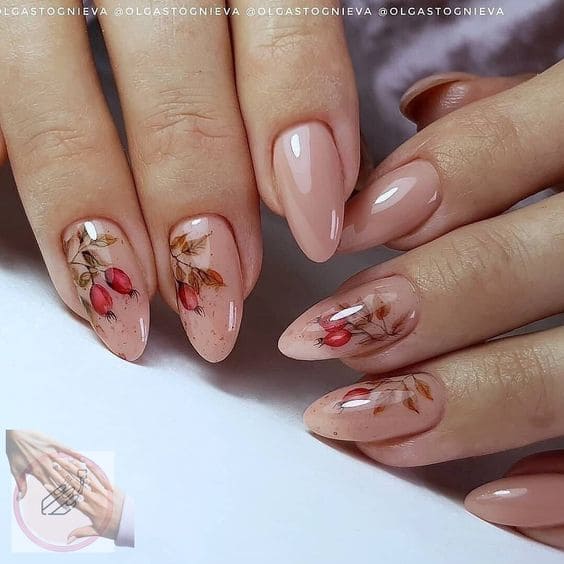Fall Leaf Almond Nail Designs