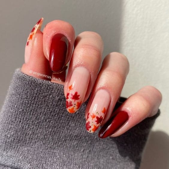 Fall Leaves Nail Art