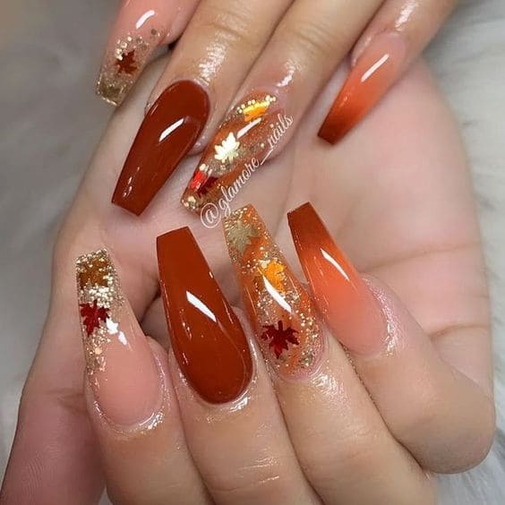 Fall Leaves Nail Art