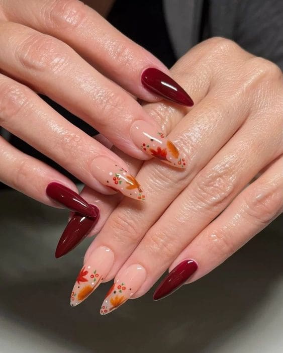 Fall Leaves Nail Art