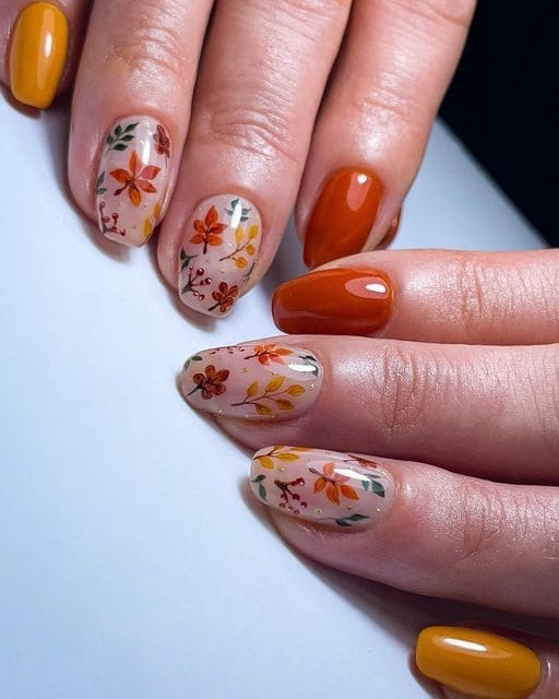 Fall Leaves Nail Art