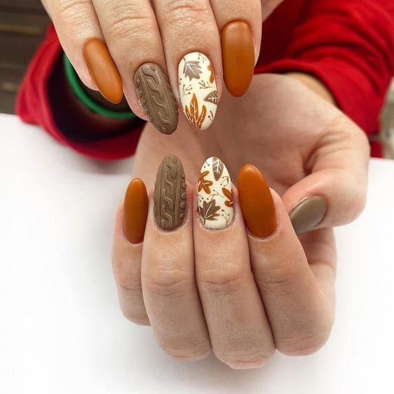 Fall Leaves Nail Art