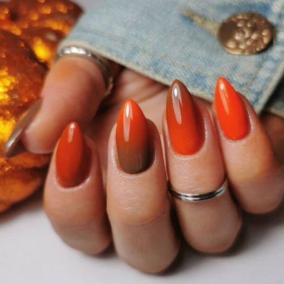 Fall Ombre Almond Nails