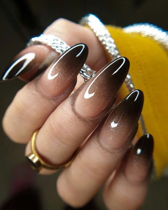 Fall Ombre Almond Nails
