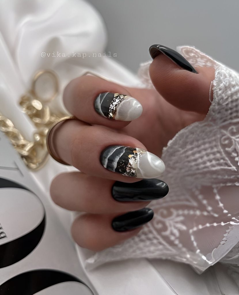 Fancy Black And White Waves