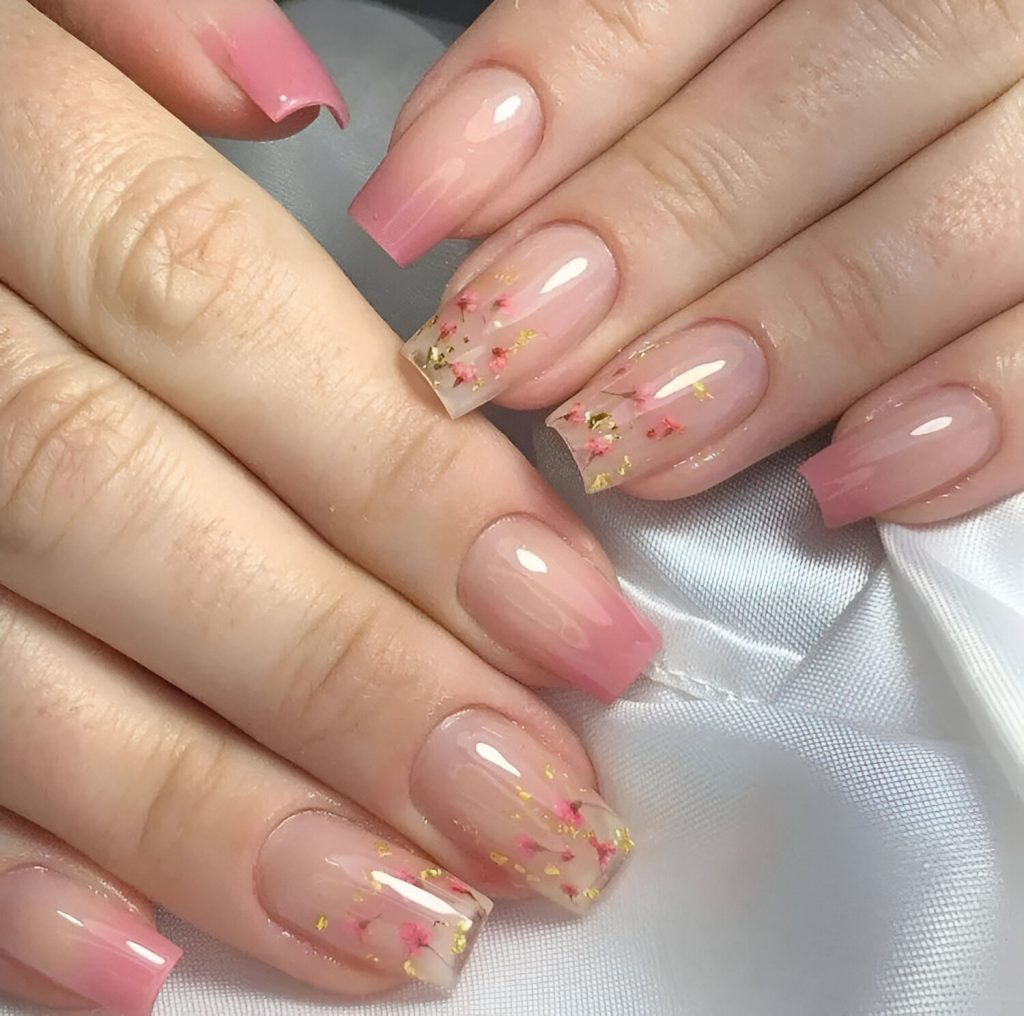 Floral Clear Acrylic Nails
